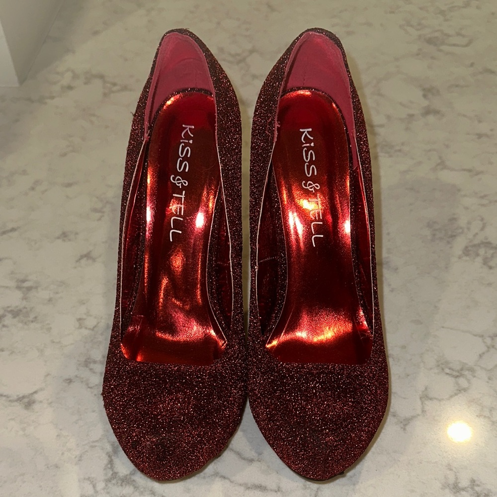 Ruby Red Sparkly Heels - Picture 3 of 5